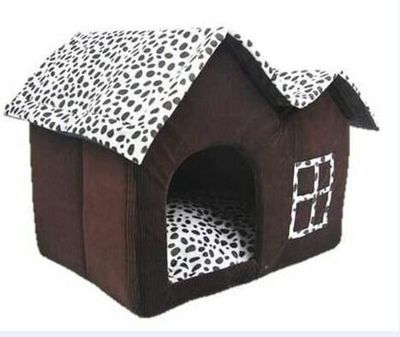 HKM-6701245 Cozy Double-Crest Dog Kennel with Soft Corduroy Fabric and Thick Sponge Mat