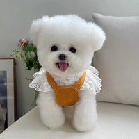 HKM-6701757 Corduroy Pumpkin Skirt for Pets - Adjustable Traction Buckle in Pink and Yellow, Sizes XS to XL