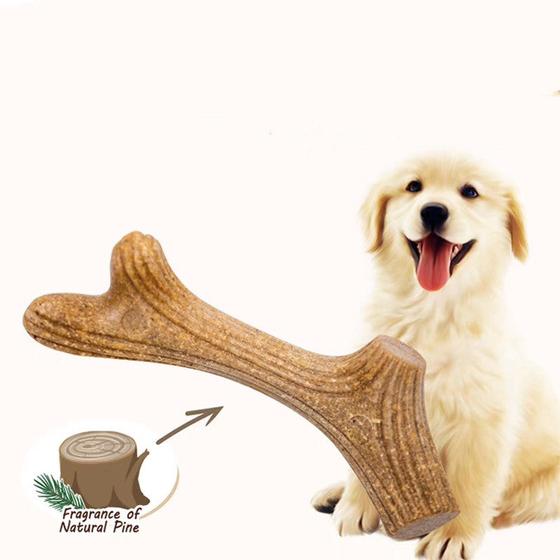 HKM-6702013 Natural Pine Wood Antler Molar Stick for Small and Medium Dogs - Dental Care Toy