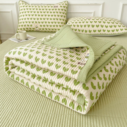 HKM-670291 Quilted Three-Piece Bed Cover Set for Mothers and Children, Polyester Cotton, Various Sizes