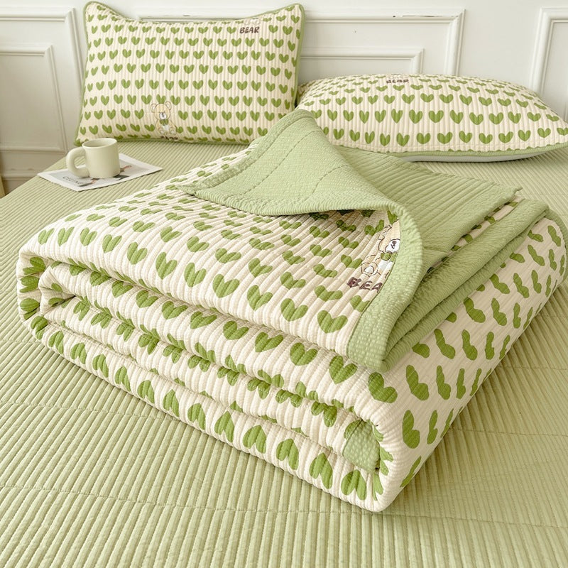 HKM-670291 Quilted Three-Piece Bed Cover Set for Mothers and Children, Polyester Cotton, Various Sizes