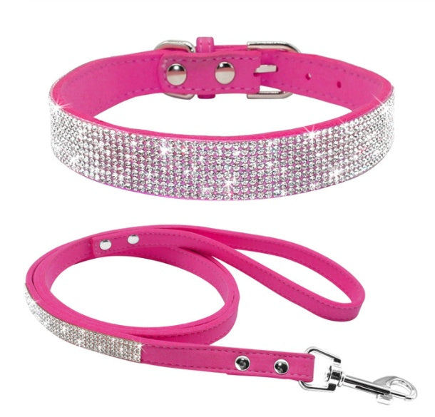 HKM-6703165 Shiny Hot Diamond Pattern Dog Collar - All Season, XS to M Sizes