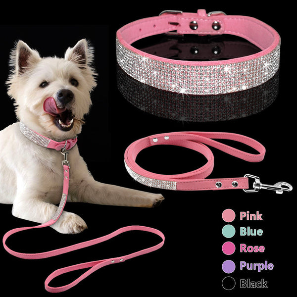 HKM-6703165 Shiny Hot Diamond Pattern Dog Collar - All Season, XS to M Sizes