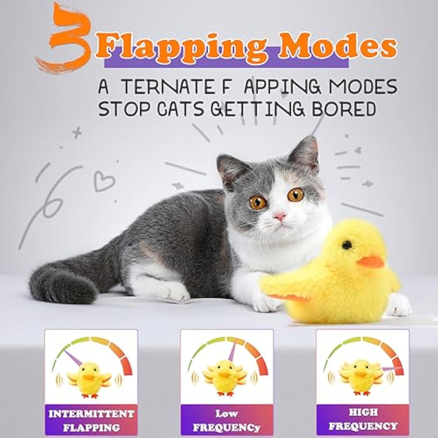 HKM-6704445 Interactive Cat Toy with Rechargeable Quacking Duck and Catnip Pouch for Playful Kittens