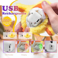 HKM-6704445 Interactive Cat Toy with Rechargeable Quacking Duck and Catnip Pouch for Playful Kittens