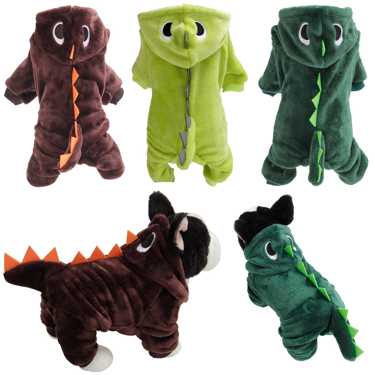 HKM-6705341 Casual Dinosaur Pet Clothes in Coral Fleece - Emerald Green & Dark Green