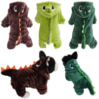 HKM-6705341 Casual Dinosaur Pet Clothes in Coral Fleece - Emerald Green & Dark Green