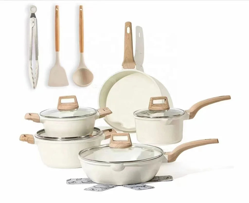 HKM-670675 Non-Stick Cooking Set with Coated Utensils and Stockpot Pan