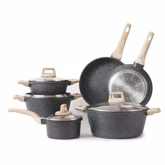 HKM-670675 Non-Stick Cooking Set with Coated Utensils and Stockpot Pan
