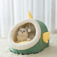 HKM-6707005 Cozy Semi-Closed Pet Litter Nest with Detachable Cushion for Dogs and Cats