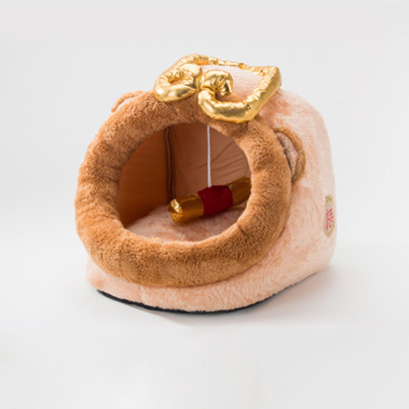 HKM-6707005 Cozy Semi-Closed Pet Litter Nest with Detachable Cushion for Dogs and Cats