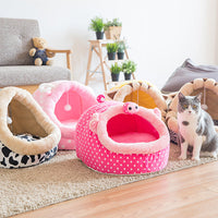 HKM-6707005 Cozy Semi-Closed Pet Litter Nest with Detachable Cushion for Dogs and Cats
