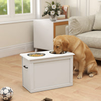 HKM-6707133 Elevated Dog Feeding Station with Stainless Steel Bowls and Storage for Large Pets, White
