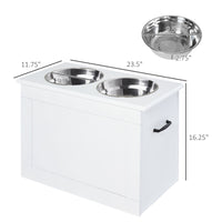 HKM-6707133 Elevated Dog Feeding Station with Stainless Steel Bowls and Storage for Large Pets, White