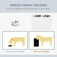HKM-6707133 Elevated Dog Feeding Station with Stainless Steel Bowls and Storage for Large Pets, White