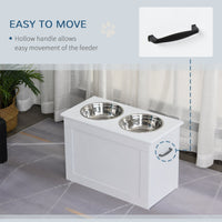 HKM-6707133 Elevated Dog Feeding Station with Stainless Steel Bowls and Storage for Large Pets, White