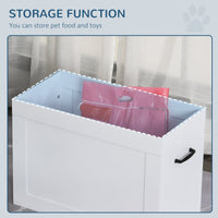 HKM-6707133 Elevated Dog Feeding Station with Stainless Steel Bowls and Storage for Large Pets, White