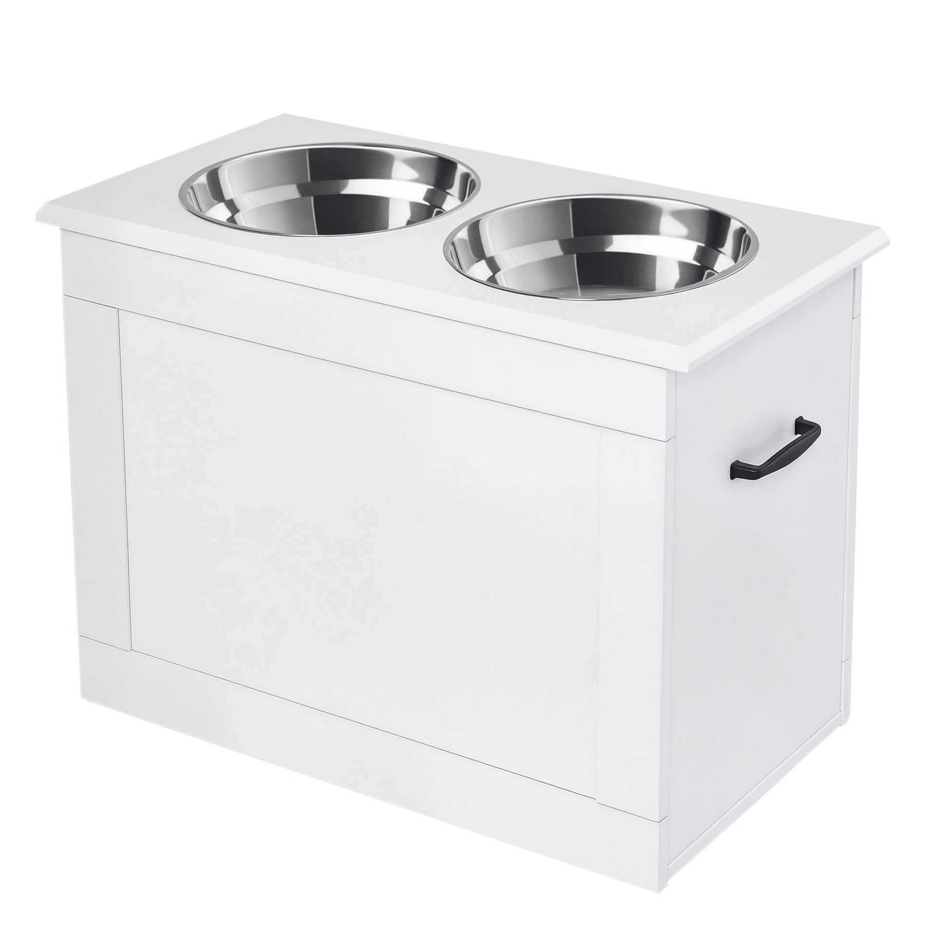 HKM-6707133 Elevated Dog Feeding Station with Stainless Steel Bowls and Storage for Large Pets, White