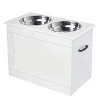HKM-6707133 Elevated Dog Feeding Station with Stainless Steel Bowls and Storage for Large Pets, White