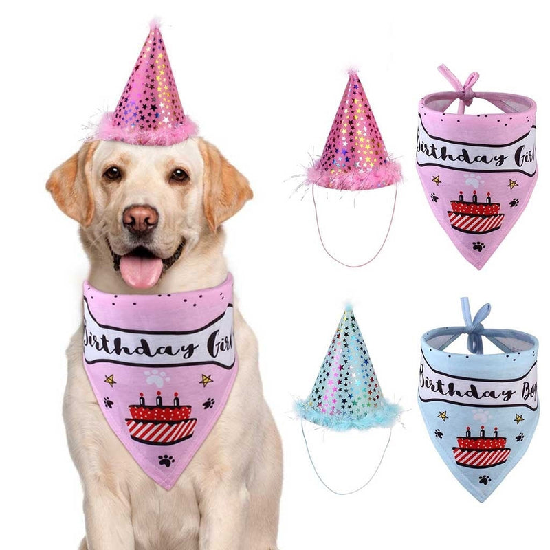 HKM-6707517 Pet Birthday Hat and Saliva Towel Set for Celebrating Your Furry Friend