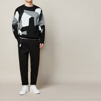 HKM-670803 Men's Thick Round Neck Jacquard Pullover Sweater for Autumn and Winter