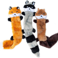 HKM-6708413 Squeaky Unstuffed Plush Dog Toys Set - Fox, Raccoon, and Squirrel for Small & Medium Breeds