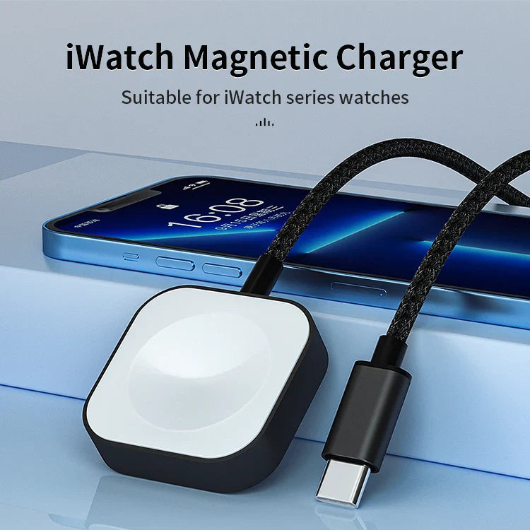 HKM-670867 Portable Qi Wireless Charger for Apple Watch - Magnetic Fast Charging Cable for Smartwatches