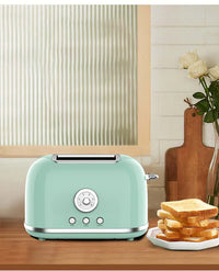 HKM-670867 Retro 2-Slice Toaster with 38mm Self-Centering Slots and Extra Lifting Function