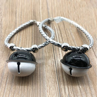 HKM-6708925 Hand Woven Pet Bell Collar in Gold, Blue, Black, and Bright Silver - Adjustable PU with Random Bell Colors