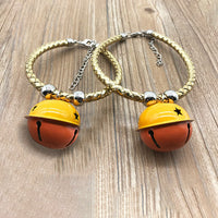 HKM-6708925 Hand Woven Pet Bell Collar in Gold, Blue, Black, and Bright Silver - Adjustable PU with Random Bell Colors