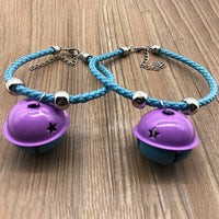 HKM-6708925 Hand Woven Pet Bell Collar in Gold, Blue, Black, and Bright Silver - Adjustable PU with Random Bell Colors