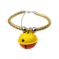 HKM-6708925 Hand Woven Pet Bell Collar in Gold, Blue, Black, and Bright Silver - Adjustable PU with Random Bell Colors