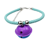 HKM-6708925 Hand Woven Pet Bell Collar in Gold, Blue, Black, and Bright Silver - Adjustable PU with Random Bell Colors
