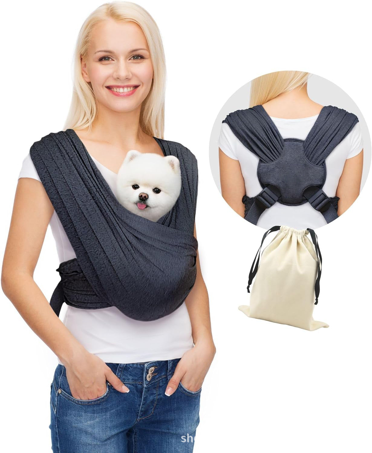 HKM-6709181 Breathable Cloth Pet Travel Bag for Dogs and Cats - Gray and Gray Black Options