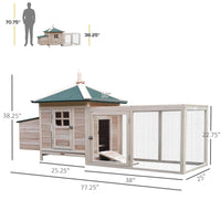 HKM-6710589 PawHut 77" Chicken Coop with Weatherproof Roof, Toxin-Free Materials, and Removable Cleaning Tray