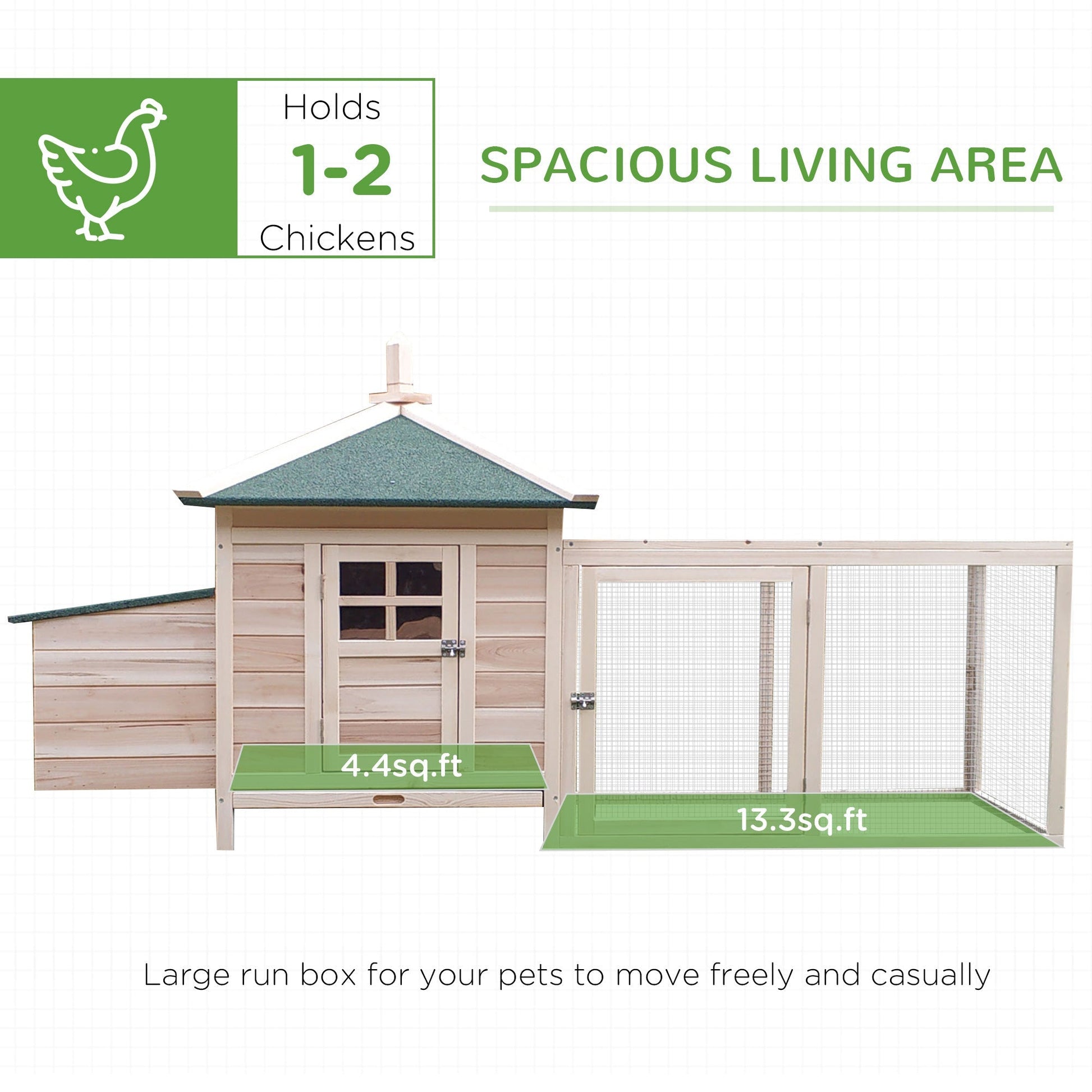 HKM-6710589 PawHut 77" Chicken Coop with Weatherproof Roof, Toxin-Free Materials, and Removable Cleaning Tray