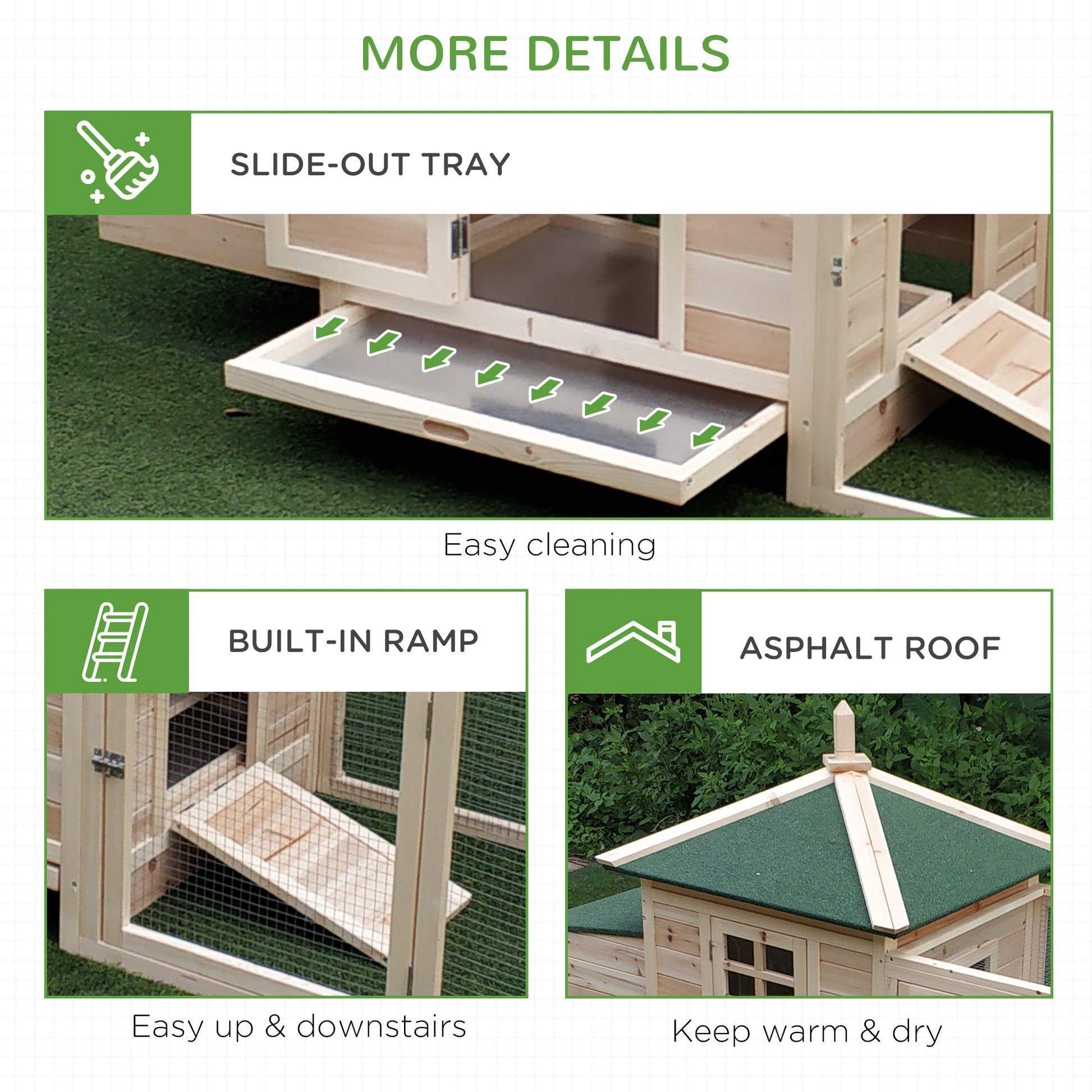 HKM-6710589 PawHut 77" Chicken Coop with Weatherproof Roof, Toxin-Free Materials, and Removable Cleaning Tray
