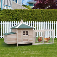 HKM-6710589 PawHut 77" Chicken Coop with Weatherproof Roof, Toxin-Free Materials, and Removable Cleaning Tray