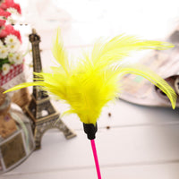 HKM-6710717 Feathered Cat Tumbler Toy with Plastic Rod - Fun and Engaging for Cats