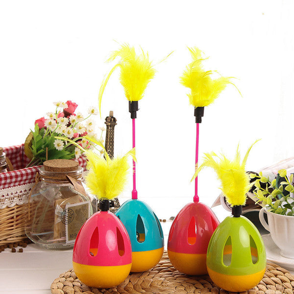 HKM-6710717 Feathered Cat Tumbler Toy with Plastic Rod - Fun and Engaging for Cats