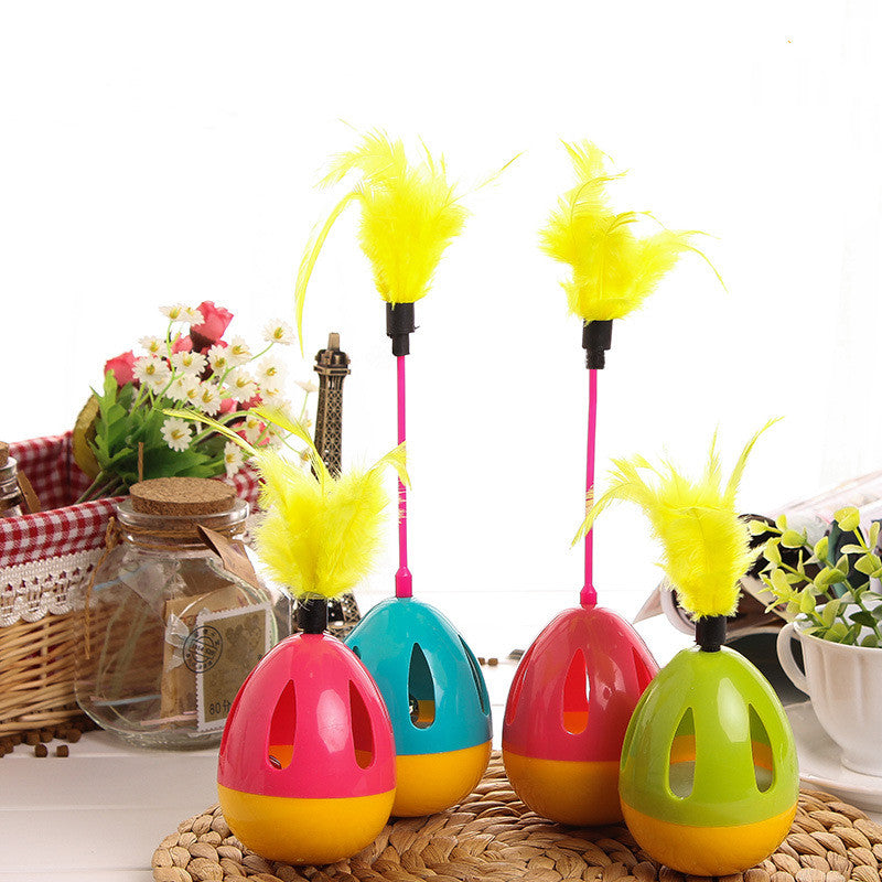HKM-6710717 Feathered Cat Tumbler Toy with Plastic Rod - Fun and Engaging for Cats