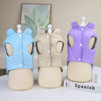 HKM-6711357 Cotton Dog Vest for Winter - Available in Blue, Khaki, and Purple, Sizes S to XXL