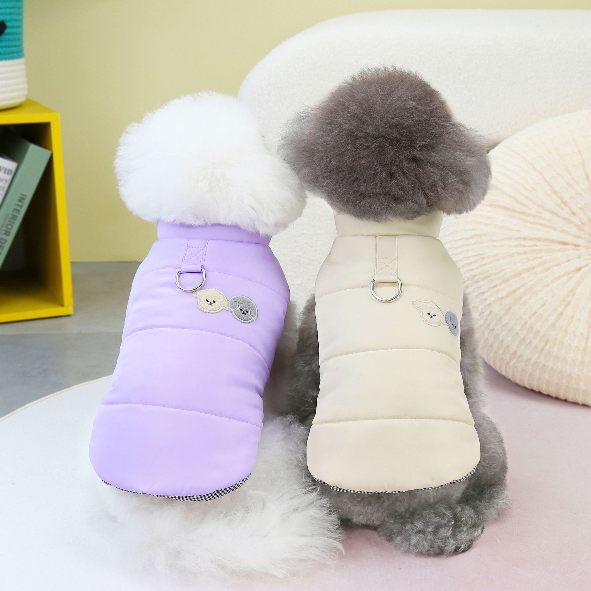 HKM-6711357 Cotton Dog Vest for Winter - Available in Blue, Khaki, and Purple, Sizes S to XXL