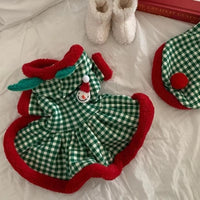 HKM-6711485 Fashionable Plaid Dog Hoodies and Christmas Pet Dresses for Winter, Soft Milk Silk Fabric Pullovers with Snowman Pattern, Suitable for Dogs and Cats