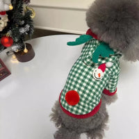 HKM-6711485 Fashionable Plaid Dog Hoodies and Christmas Pet Dresses for Winter, Soft Milk Silk Fabric Pullovers with Snowman Pattern, Suitable for Dogs and Cats