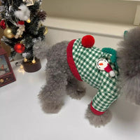 HKM-6711485 Fashionable Plaid Dog Hoodies and Christmas Pet Dresses for Winter, Soft Milk Silk Fabric Pullovers with Snowman Pattern, Suitable for Dogs and Cats