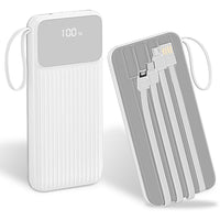 HKM-671187 20000mAh Fast Charging Power Bank with 4 Inbuilt Cables and Digital Display for iOS and Android Devices