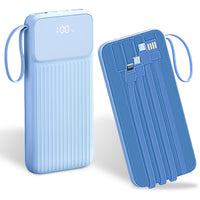 HKM-671187 20000mAh Fast Charging Power Bank with 4 Inbuilt Cables and Digital Display for iOS and Android Devices