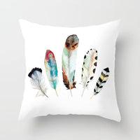 HKM-671187 Peacock Feather Ethnic Style Pillowcase with Polyester and PP Cotton Filling - 45x45cm