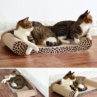 HKM-6712893 Extra Large Corrugated Cat Scratch Bed with Natural Backrest for Claw Grinding and Relaxation